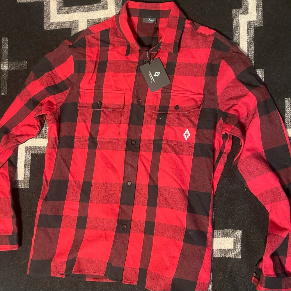 Marcelo Burlon County of Milan “Otromundo” Red and Black Checkered Shirt Mens M